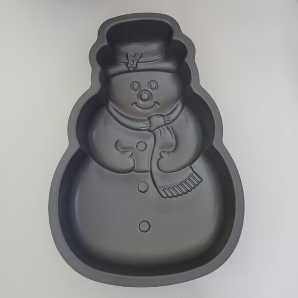 Ekco Snowman Cake Pan Non Stick Bakers Secret Vintage Metal Holiday Winter Mold - Picture 3 of 9